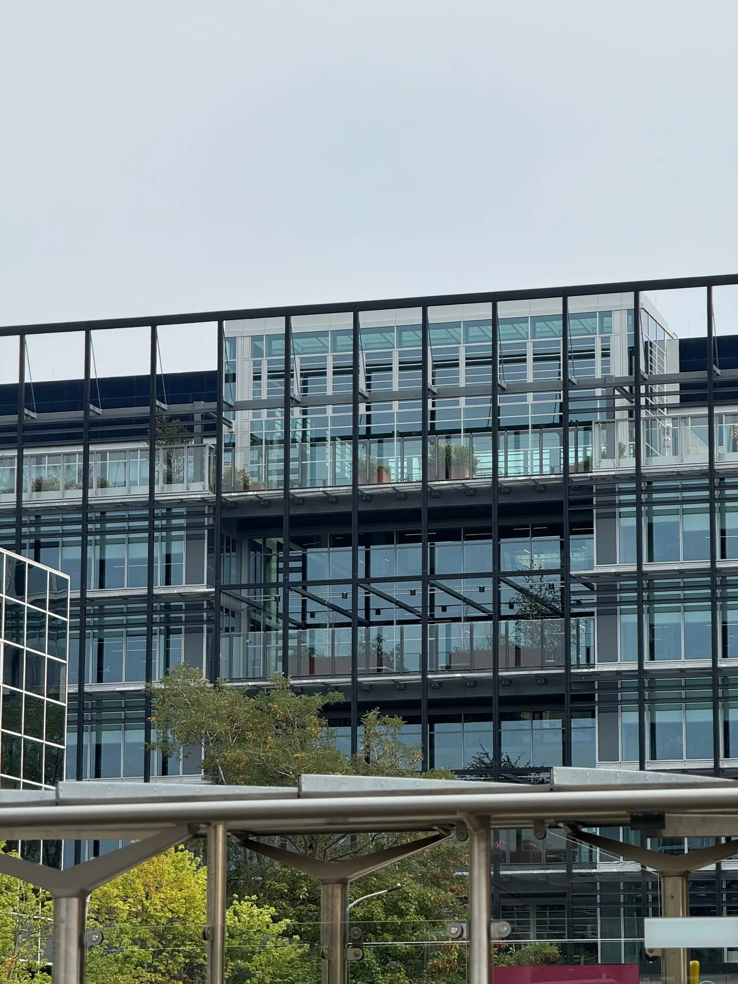 Glass-fronted corporate office building exterior