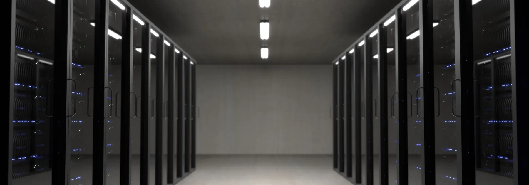 Aisle of server cabinets in a data hall